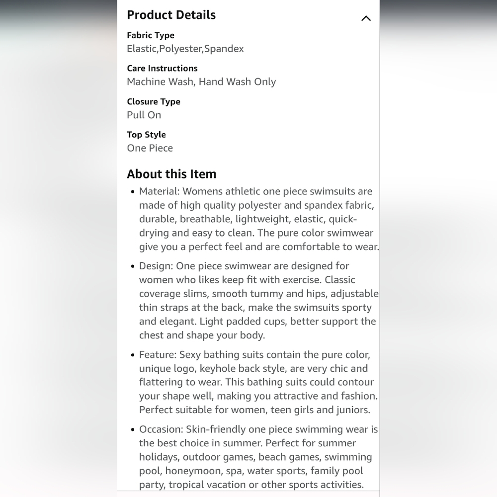 NWT One Piece Athletic Swimsuit/Bathing Suit for Women and Teens/Juniors - Picture 7 of 10